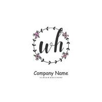 WH Initial handwriting and signature logo design with circle. Beautiful design handwritten logo for fashion, team, wedding, luxury logo. vector