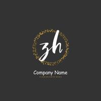 ZH Initial handwriting and signature logo design with circle. Beautiful design handwritten logo for fashion, team, wedding, luxury logo. vector