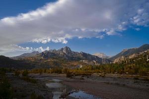 River stream in the mountains. Mountain river stream in woods photo