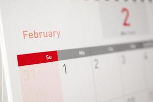 February calendar page with months and dates business planning appointment meeting concept photo
