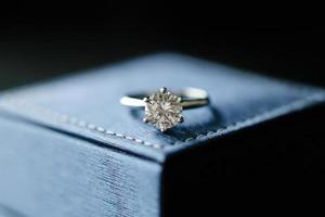 wedding diamond ring on jewelry box photo