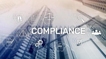 Compliance diagram with icons. Business concept on abstract background. photo