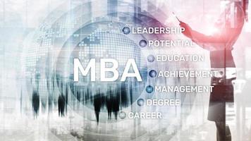 mba - concepto de maestría en administración de empresas, e-learning, educación y desarrollo personal foto