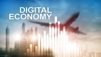 DIgital economy, financial technology concept on blurred background. photo