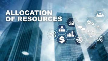 Allocation of resources concept. Strategic planning. Mixed media. Abstract business background. Financial technology and communication concept photo