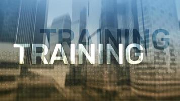 concepto de formación empresarial. formación webinar e-learning. concepto de tecnología y comunicación financiera. foto