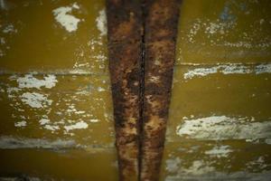 Rusty ceiling. Steel rust beam. Roof details. photo