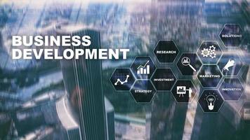 Business Development Startup Growth Statistics. Financial Plan Strategy Development Process Graphic Concept. photo