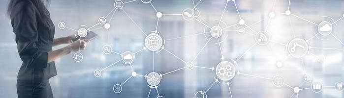 Technology background. Workflow organisation structure on virtual screen. photo