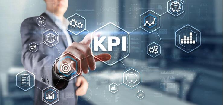 KPI Key Performance Indicator Business Internet Technology Concept on Virtual Screen photo