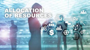 Allocation of resources concept. Strategic planning. Mixed media. Abstract business background. Financial technology and communication concept. photo
