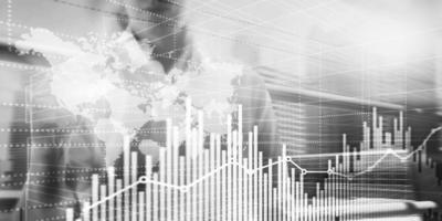 gráfico de gráfico de finanzas empresariales bw. concepto de fintech de inversión de intercambio de divisas. medios mixtos foto