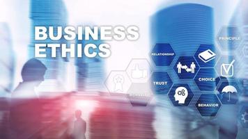 Business Ethnics Philosophy Responsibility Honesty Concept. Mixed media background. photo