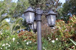 Lantern to illuminate the city street at night. photo