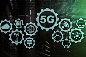 5G Network, 5G internet Connection Concept in digital background. Smart communication network concept. photo