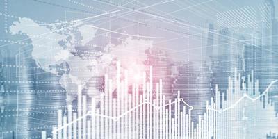 gráfico de gráfico de finanzas empresariales. concepto de fintech de inversión de intercambio de divisas. medios mixtos foto