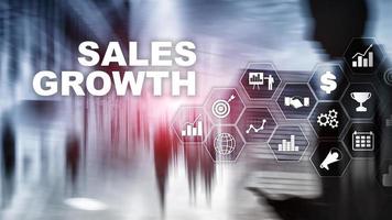 Chart growth concept. Sales increase, marketing strategy. Double exposure with business graph photo