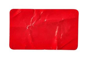 Red paper sticker label isolated on white background photo