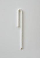 Biodegradable eco friendly white paper drinking straw on white background photo