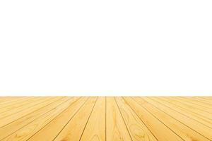 Empty wooden table top isolated on white background for product display montage photo