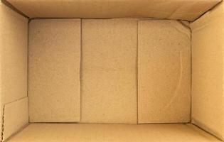 Open empty brown cardboard box background top view photo