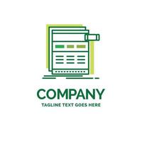 Internet. page. web. webpage. wireframe Flat Business Logo template. Creative Green Brand Name Design. vector