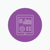 monitoring. health. heart. pulse. Patient Report White Line Icon in Circle background. vector icon illustration