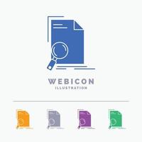 Analysis. document. file. find. page 5 Color Glyph Web Icon Template isolated on white. Vector illustration