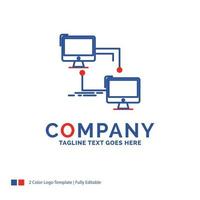 Company Name Logo Design For local. lan. connection. sync. computer. Blue and red Brand Name Design with place for Tagline. Abstract Creative Logo template for Small and Large Business. vector