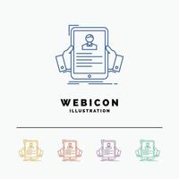 resume. employee. hiring. hr. profile 5 Color Line Web Icon Template isolated on white. Vector illustration