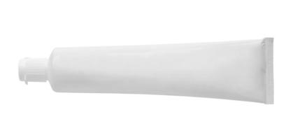 Tubo de pasta de dientes blanco aislado sobre fondo blanco. foto