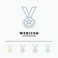 Award. honor. medal. rank. reputation. ribbon 5 Color Line Web Icon Template isolated on white. Vector illustration