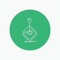 Arcade. game. gaming. joystick. stick White Line Icon in Circle background. vector icon illustration