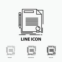 agreement. contract. deal. document. paper Icon in Thin. Regular and Bold Line Style. Vector illustration