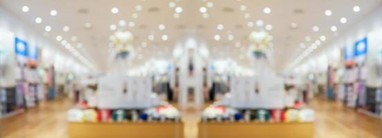 Abstract blur clothing boutique display interior of shopping mall background photo