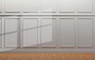 Empty room with white walls and natural colored wooden floors. 3d illustration 3d rendering photo