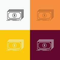 Cash. dollar. finance. funds. money Icon Over Various Background. Line style design. designed for web and app. Eps 10 vector illustration