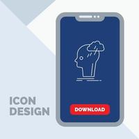 idea genial. creativo. cabeza. ocurrencia. icono de línea de pensamiento en el móvil para la página de descarga vector