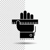 Education. hand. learn. learning. ruler Glyph Icon on Transparent Background. Black Icon vector