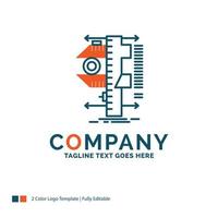 measure. caliper. calipers. physics. measurement Logo Design. Blue and Orange Brand Name Design. Place for Tagline. Business Logo template. vector