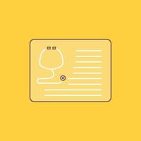 stethoscope. doctor. cardiology. healthcare. medical Flat Line Filled Icon. Beautiful Logo button over yellow background for UI and UX. website or mobile application vector