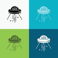 space ship. space. ship. rocket. alien Icon Over Various Background. glyph style design. designed for web and app. Eps 10 vector illustration