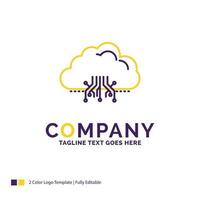 diseño del logotipo del nombre de la empresa para la nube. informática. datos. hospedaje la red. diseño de marca púrpura y amarillo con lugar para eslogan. plantilla de logotipo creativo para pequeñas y grandes empresas. vector