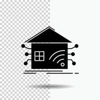 automatización. hogar. casa. inteligente. icono de glifo de red sobre fondo transparente. icono negro vector