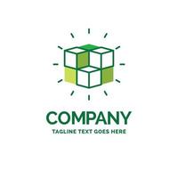 box. labyrinth. puzzle. solution. cube Flat Business Logo template. Creative Green Brand Name Design. vector