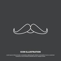 bigote. inconformista. movimiento masculino. icono de los hombres. símbolo de vector de línea para ui y ux. sitio web o aplicación móvil