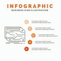 card. component. custom. electronic. memory Infographics Template for Website and Presentation. Line Gray icon with Orange infographic style vector illustration