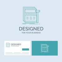 Internet. page. web. webpage. wireframe Business Logo Line Icon Symbol for your business. Turquoise Business Cards with Brand logo template vector