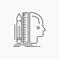 Design. human. ruler. size. thinking Line Icon. Vector isolated illustration