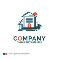 Home. house. Apartment. building. office Logo Design. Blue and Orange Brand Name Design. Place for Tagline. Business Logo template. vector